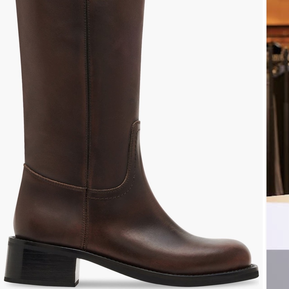 NEW Steve Madden Riggs Banana Boots Leather Knee High Moto Brown Distressed - Picture 3 of 9